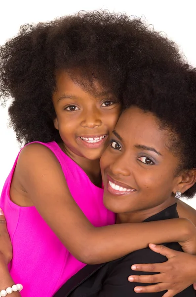 Black mother daughter posing happily — Stock Photo, Image
