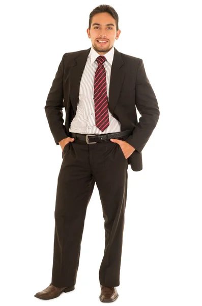 Latin guy in a suit with red tie — Stock Photo, Image