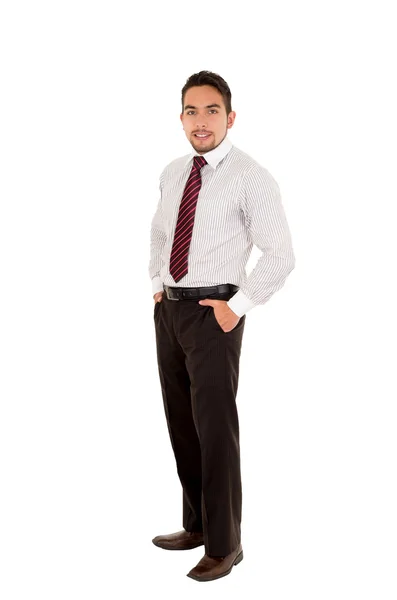 Hombre latino guapo usando una corbata roja —  Fotos de Stock
