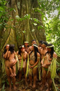 Serano kabile amazon yağmur ormanlarında, Yasuni Milli Parkı, Ecuador
