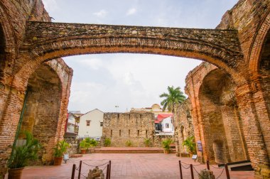 Arco Chato in historic old town in Panama city clipart