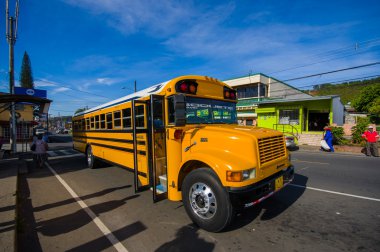 Boquete, Panama - 19 Nisan 2015: Boquete Panama yeşil dağ dağlık Caldera Nehri üzerinde küçük bir kasaba olan