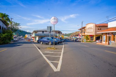 BOQUETE, PANAMA - APRIL 19, 2015 : Boquete is a small town on the Caldera River, in the green mountain highlands of Panama clipart