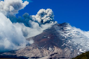 Active Cotopaxi volcano erupting clipart