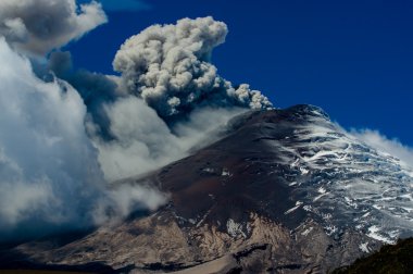 Active Cotopaxi volcano erupting clipart