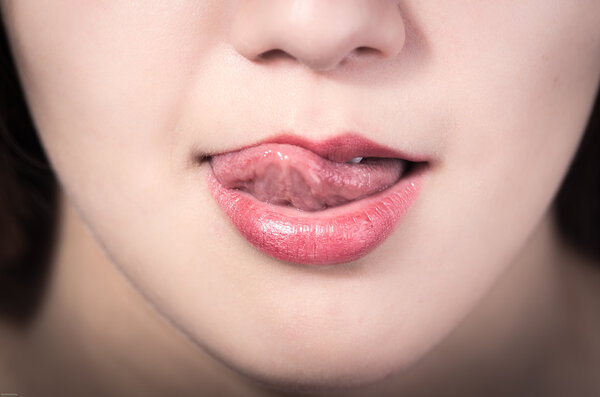 Closeup of pretty young girls mouth