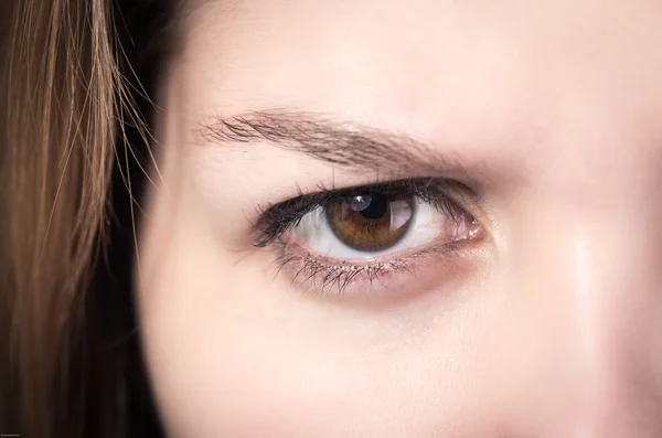 Närbild av unga flickor brun öga — Stockfoto
