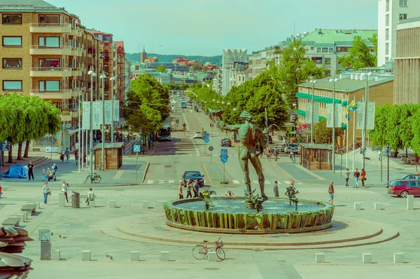 Poseidon-statyn i centrala Göteborg — Stockfoto