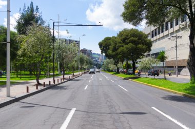 Great image from modern part of Quito mixing new architecture with charming streets and green sourroundings