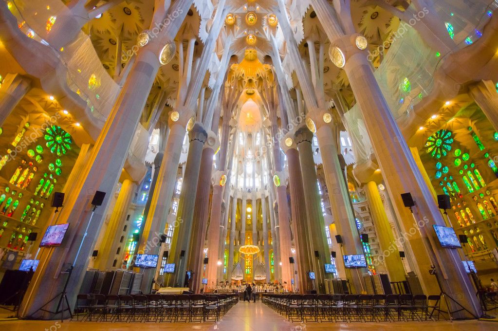 Innerhalb Spektakulare Barcelona Kirche La Sagrada Familia