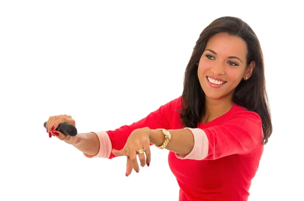 Vrouw rijden geïsoleerde — Stockfoto