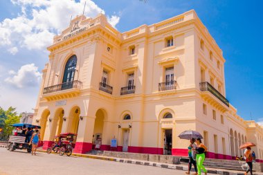 Tiyatro Caridad Vidal park inşa 1885'te, Santa Clara, Cuba