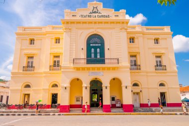 Tiyatro Caridad Vidal park inşa 1885'te, Santa Clara, Cuba