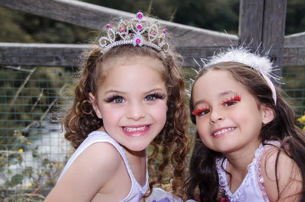 Portrait of sweet little girls wearing fairy costume — Stock Photo, Image