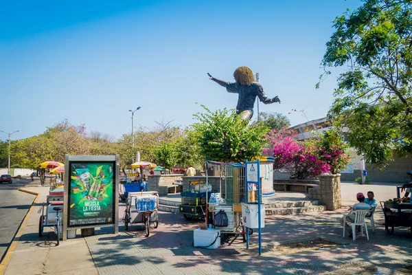 Statue of former football player Pibe Valderrama in Santa Marta, Colombia — ストック写真