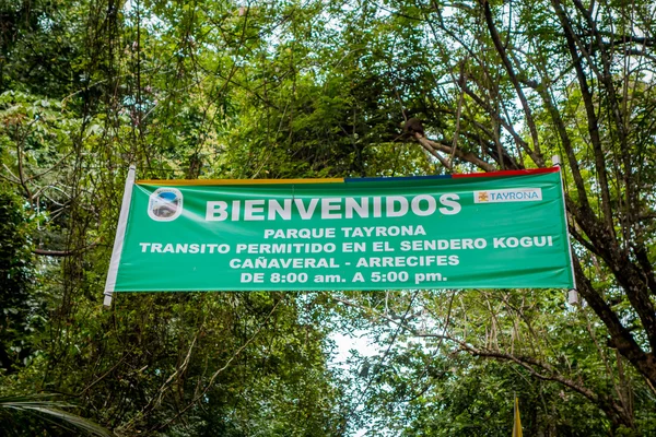 Welcome sign in Tayrona National Natural Park, Colombia — Stock Photo, Image