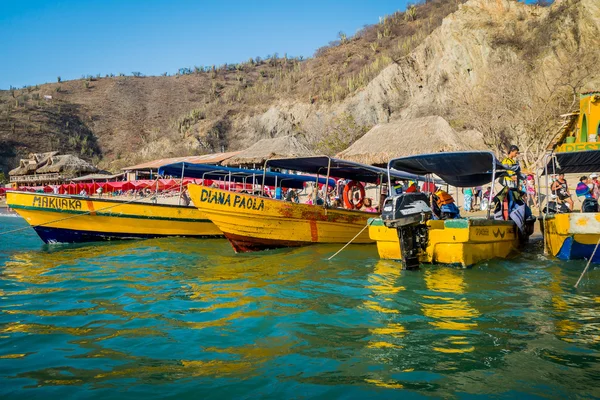 Touristic boats in Playa Blanca, Santa Marta, Colombia — Stock Photo, Image