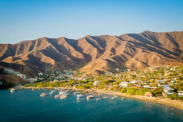 Beautiful high angle view of Tanganga beach in Santa Marta, Colombia — Stock Photo, Image