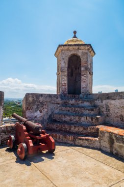 Castillo San Felipe Barajas, etkileyici kale Lazaro Hill'de, Cartagena de Indias, Kolombiya yer alan