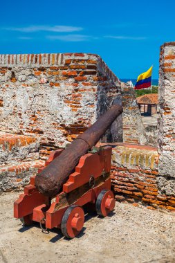 Castillo San Felipe Barajas, etkileyici kale Lazaro Hill'de, Cartagena de Indias, Kolombiya yer alan