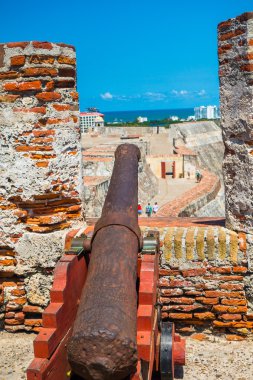Castillo San Felipe Barajas, etkileyici kale Lazaro Hill'de, Cartagena de Indias, Kolombiya yer alan