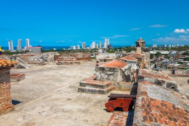 Castillo San Felipe Barajas, etkileyici kale Lazaro Hill'de, Cartagena de Indias, Kolombiya yer alan