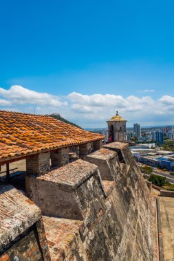 Castillo San Felipe Barajas, etkileyici kale Lazaro Hill'de, Cartagena de Indias, Kolombiya yer alan