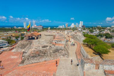 Castillo San Felipe Barajas, etkileyici kale Lazaro Hill'de, Cartagena de Indias, Kolombiya yer alan