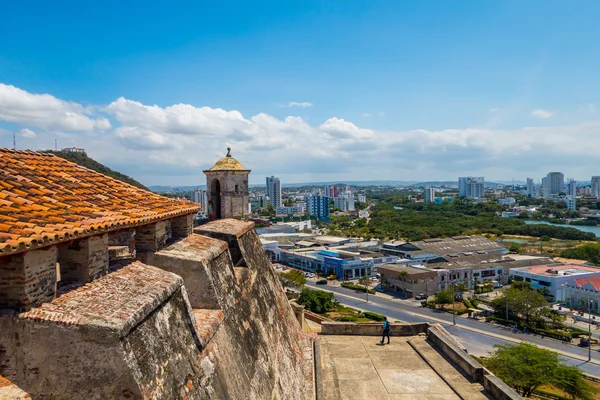 Castillo San Felipe Barajas, impressionante fortaleza localizada na colina Lazaro, Cartagena das Índias, Colômbia — Fotografia de Stock