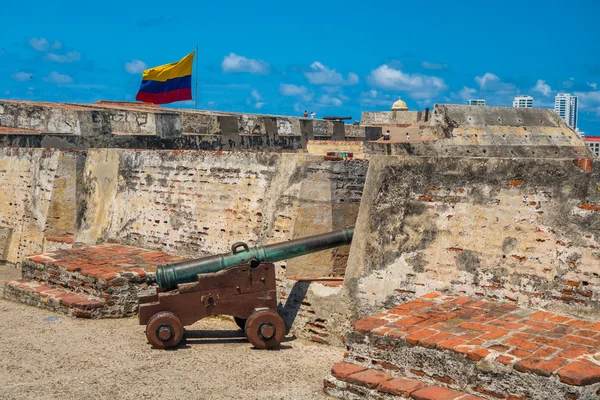 Castillo San Felipe Barajas, etkileyici kale Lazaro Hill'de, Cartagena de Indias, Kolombiya yer alan