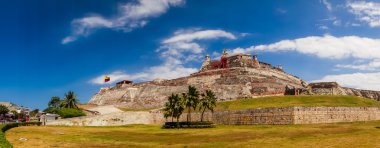 Castillo San Felipe Barajas, etkileyici kale Lazaro Hill'de, Cartagena de Indias, Kolombiya yer alan