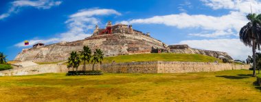 Castillo San Felipe Barajas, etkileyici kale Lazaro Hill'de, Cartagena de Indias, Kolombiya yer alan