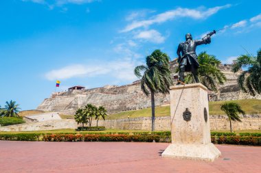 Castillo San Felipe Barajas, etkileyici kale Lazaro Hill'de, Cartagena de Indias, Kolombiya yer alan