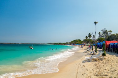 Cartagena, Kolombiya yakın güzel Playa Blanca veya beyaz kumsal