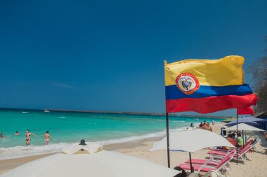 Cartagena, Kolombiya yakın güzel Playa Blanca veya beyaz kumsal