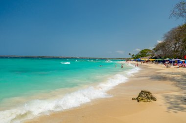 Cartagena, Kolombiya yakın güzel Playa Blanca veya beyaz kumsal