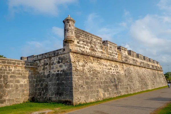 Muro fortificato che circonda il centro storico, Cartagena, Colombia — Foto Stock