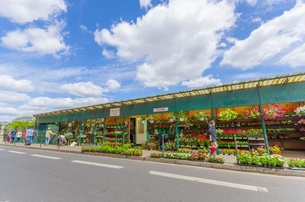 Loja de flores de rua pitoresca em Paris, França — Fotografia de Stock