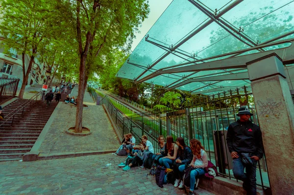 Montmartre fonicular, Parijs, Frankrijk — Stockfoto
