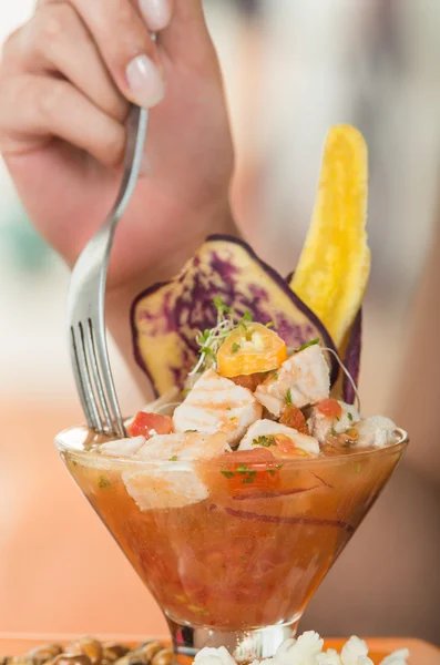 Delicioso ceviche de pescado, plato típico ecuatoriano —  Fotos de Stock