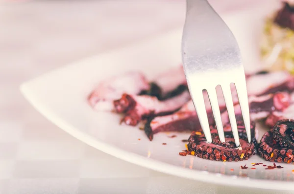 Close up shot of seafood octopus delicacy plate — Stock Photo, Image