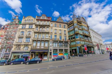 BRUSSELS, BELGIUM - 11 AUGUST, 2015: Music Instrument Museum front view, showing entire city block of fanstastic architecture, very charming and pretty buildings