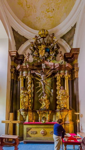 Prague, Czech Republic - 13 August, 2015: Castle Cathedral as seen from inside, revealing amazing architectural design and details — 스톡 사진