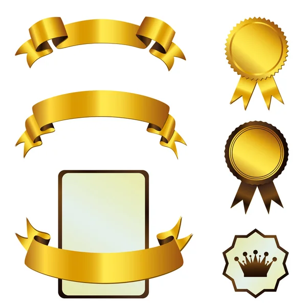 Şablon altın şeritler ve madalya — Stok Vektör