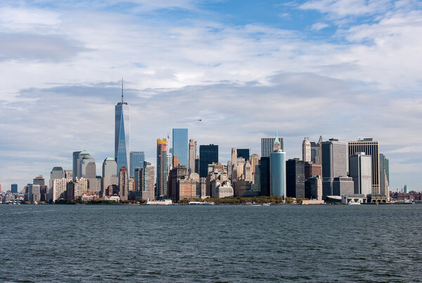 NEW YORK CITY, NY STATE, USA - OCTOBER 14, 2015: the view on Manhattan from Staten Island Ferry