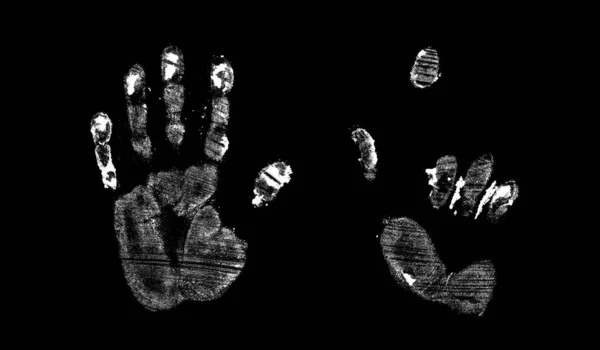 Отпечаток Руки Муки Черном Фоне — стоковое фото