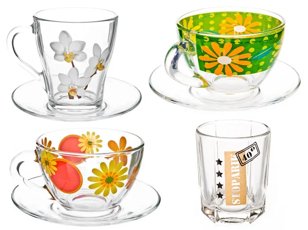 Çay ve su bardağı bir dizi — Stok fotoğraf
