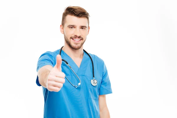 Happy doctor showing thumb up — Stock Photo, Image