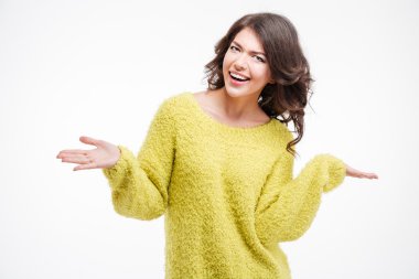 Boşaltmak avucunda tutan kadın gülüyor