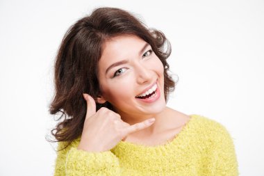 Mutlu kadın gösterilen ara beni jest